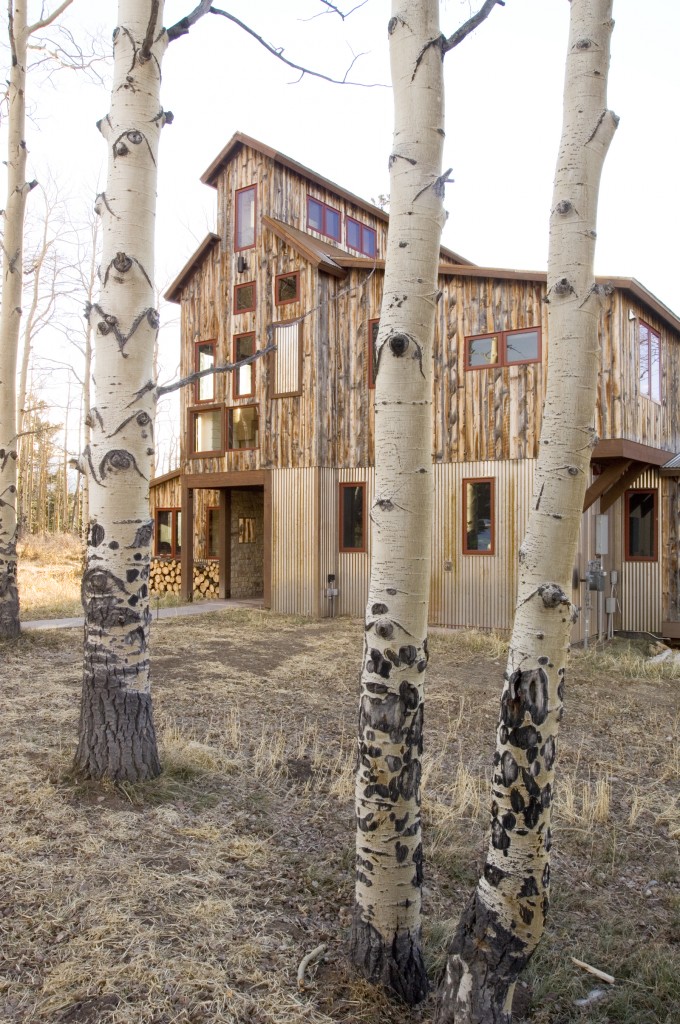 Mining House Exterior with Aspens